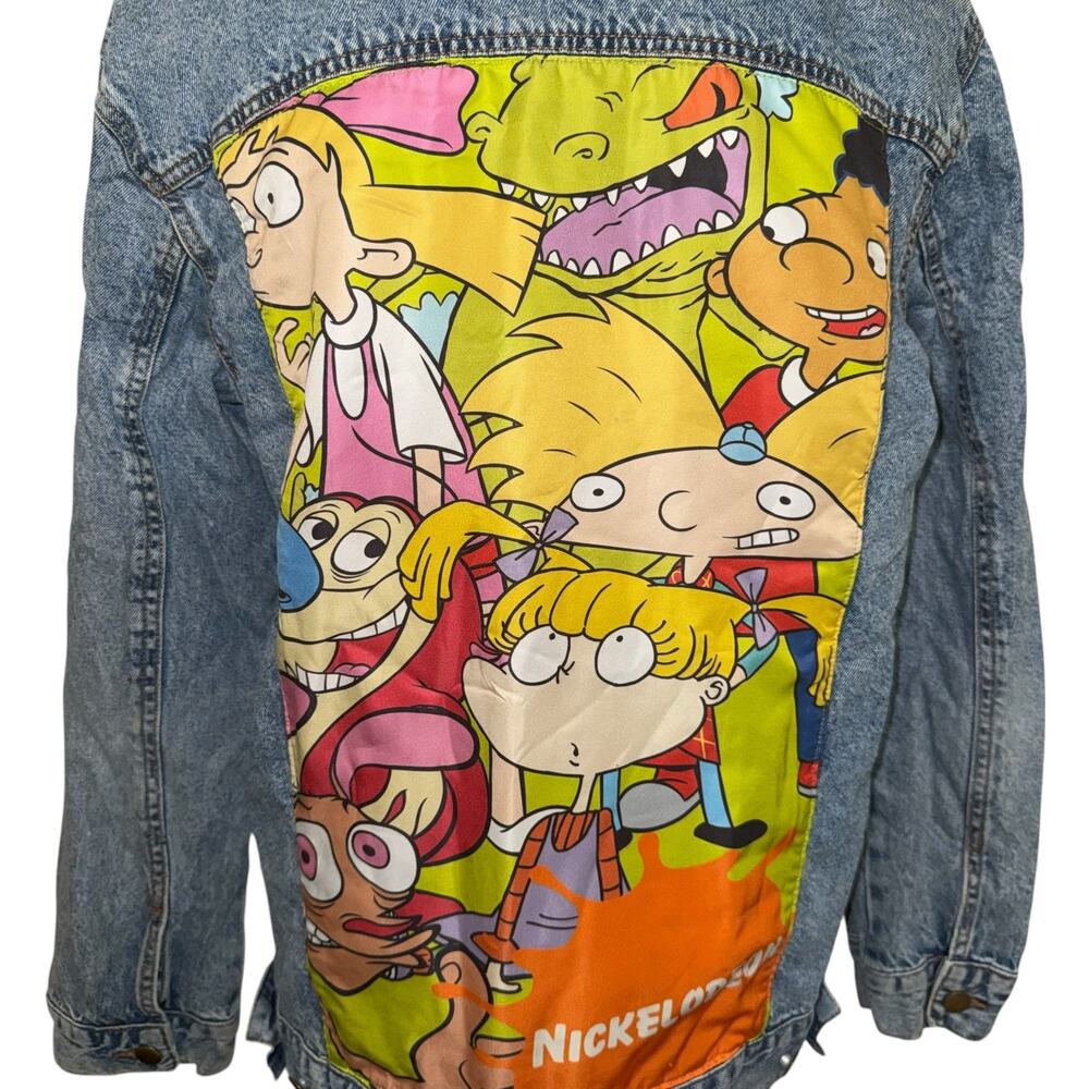 Nickelodeon Rugrats Hey Arnold Ren Stimpy 90s Denim Trucker Jacket Size Large - Picture 2 of 9